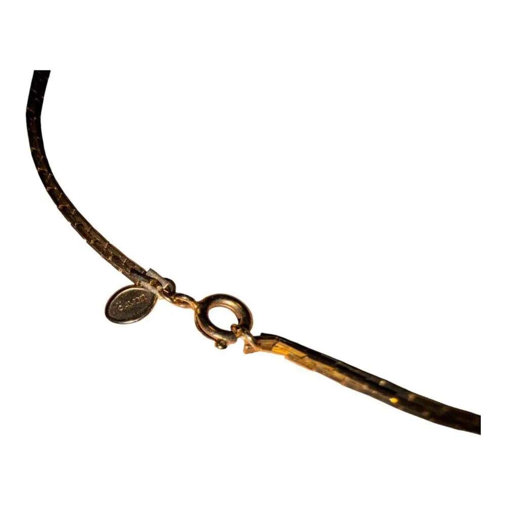 Vintage Gold-Tone Avon Necklace With Beaded Accents & Oval Tag - Picture 3 of 8